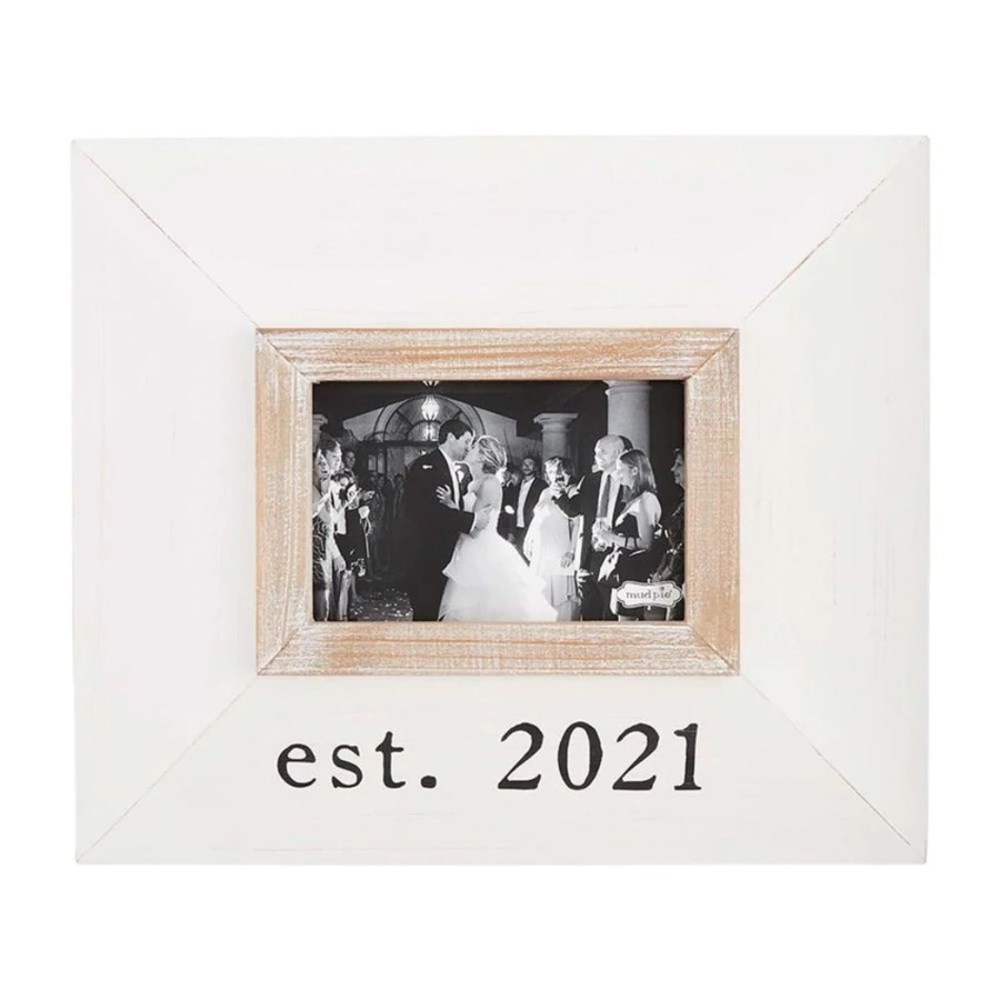 Mud Pie White and Tan Picture Frame